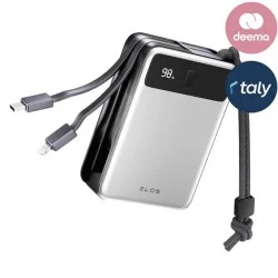 Zlos 20000mAh MB20 Power Bank 65W With Built-In Cables - Black / Silver